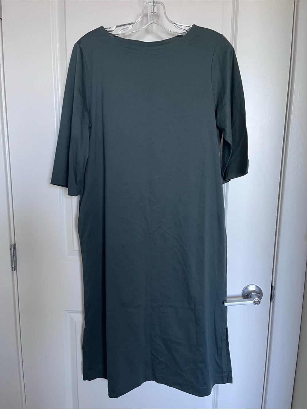 Uniqlo NWT cotton 3/4 sleeve crewneck midi summer dress L